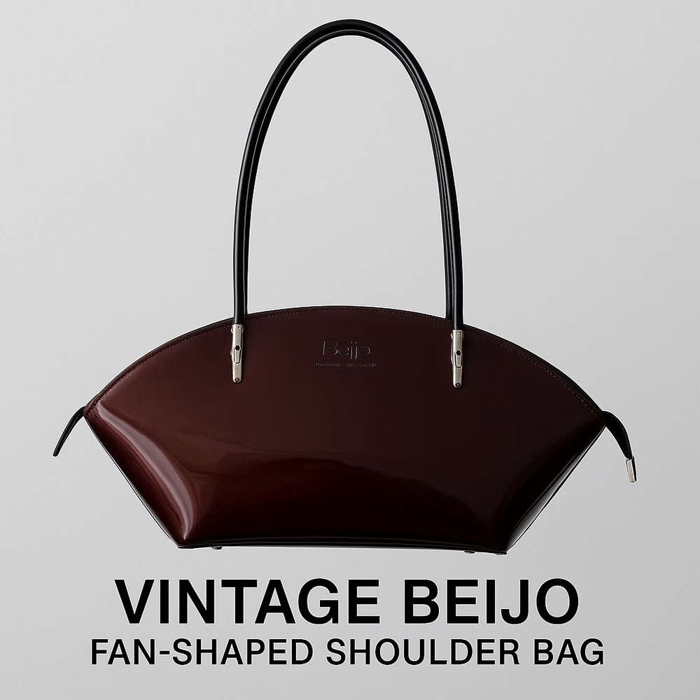 Vintage Beijo Burgundy Fan-Shaped Tote Shoulder Bag